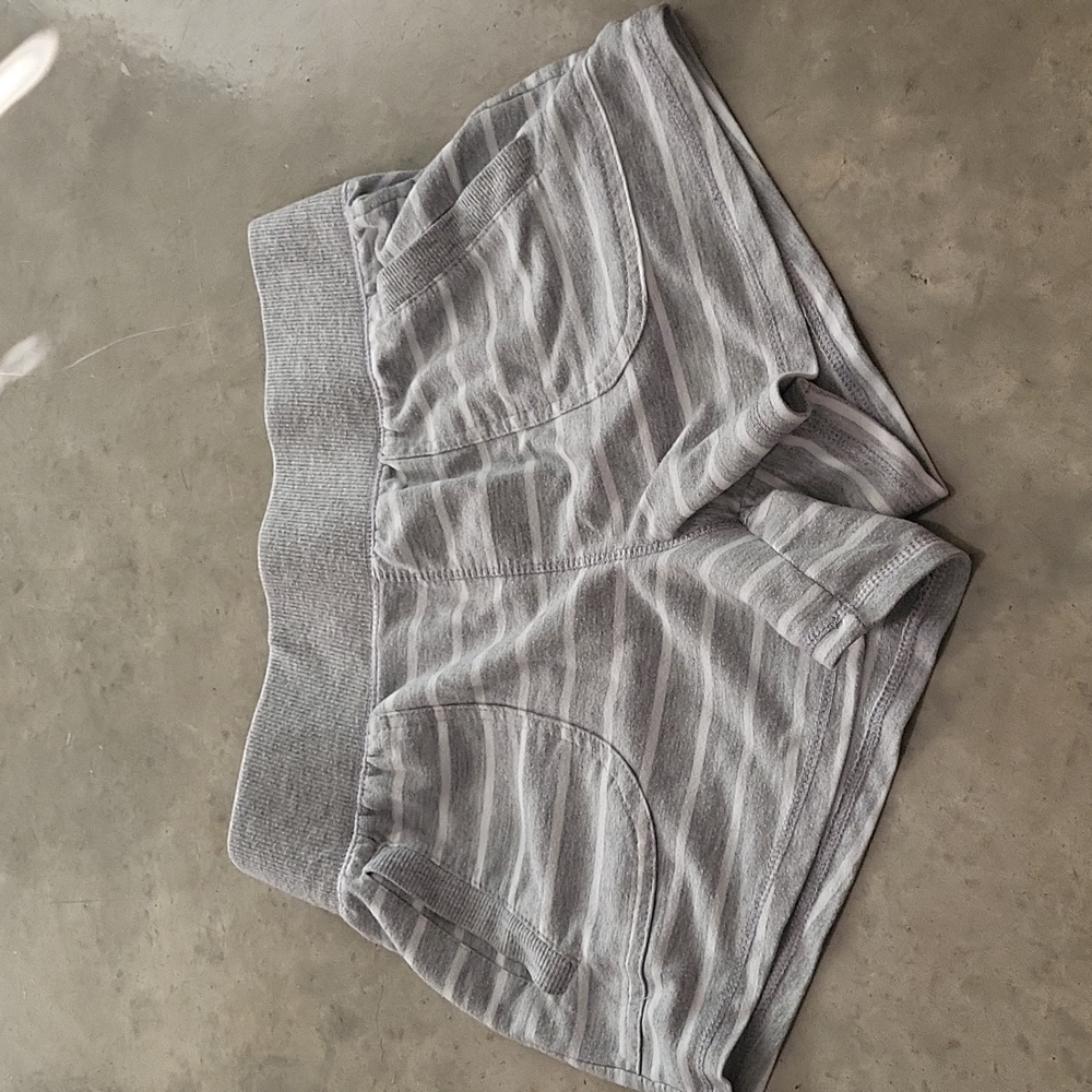 Gray/White Striped Pocket Shorts